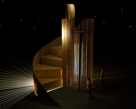 French CORE project for Burning Man 2013, 'Stairway to Heaven.' Digital rendering courtesy of the artists.